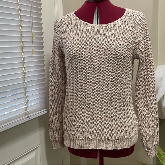 Soyaconcept women cream and pink knitted long sleeves sweater. Size S. Used. - Picture 1 of 8